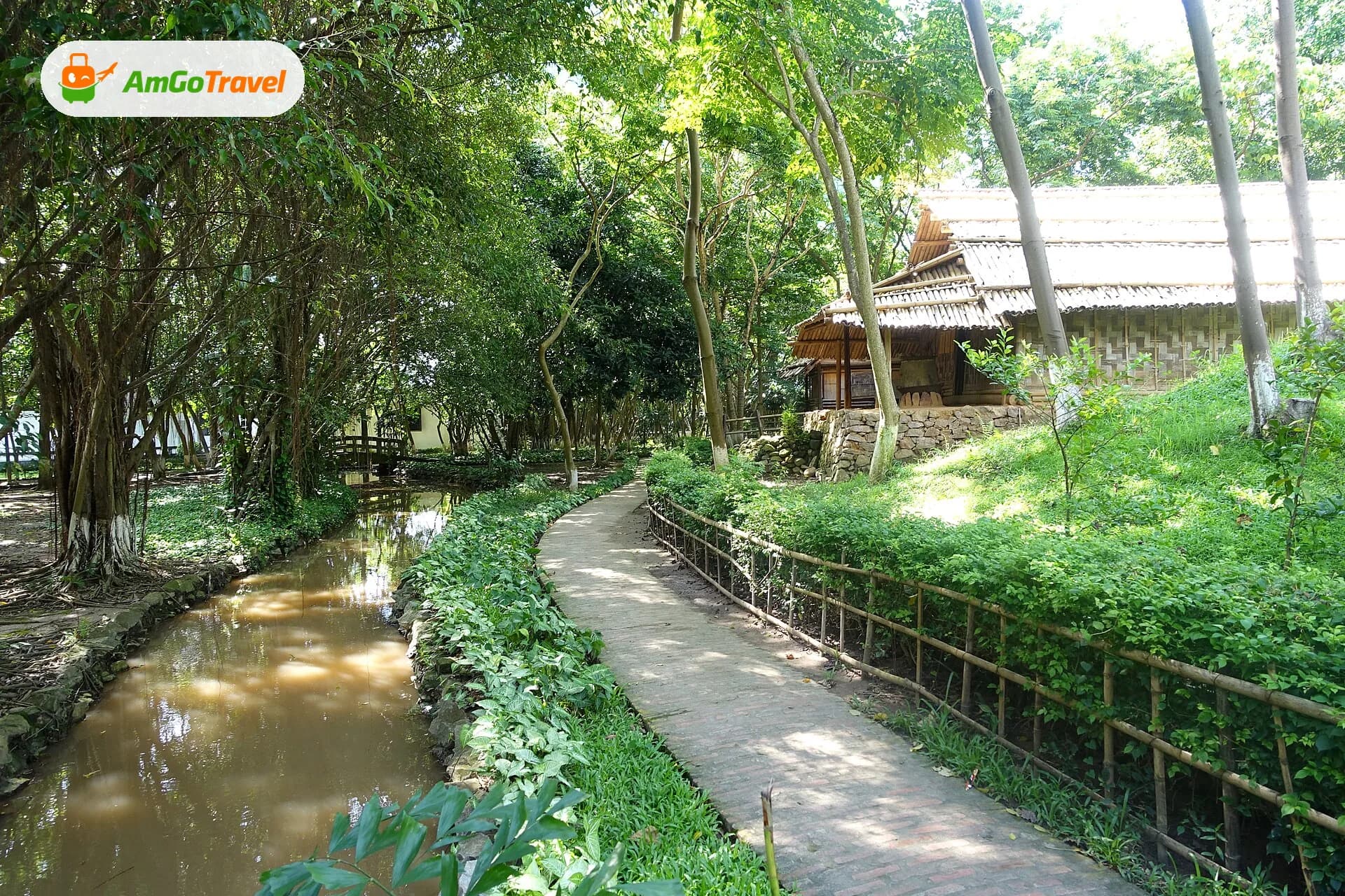 Garden path to a traditional stilt house at the Vietnam Museum of Ethnology