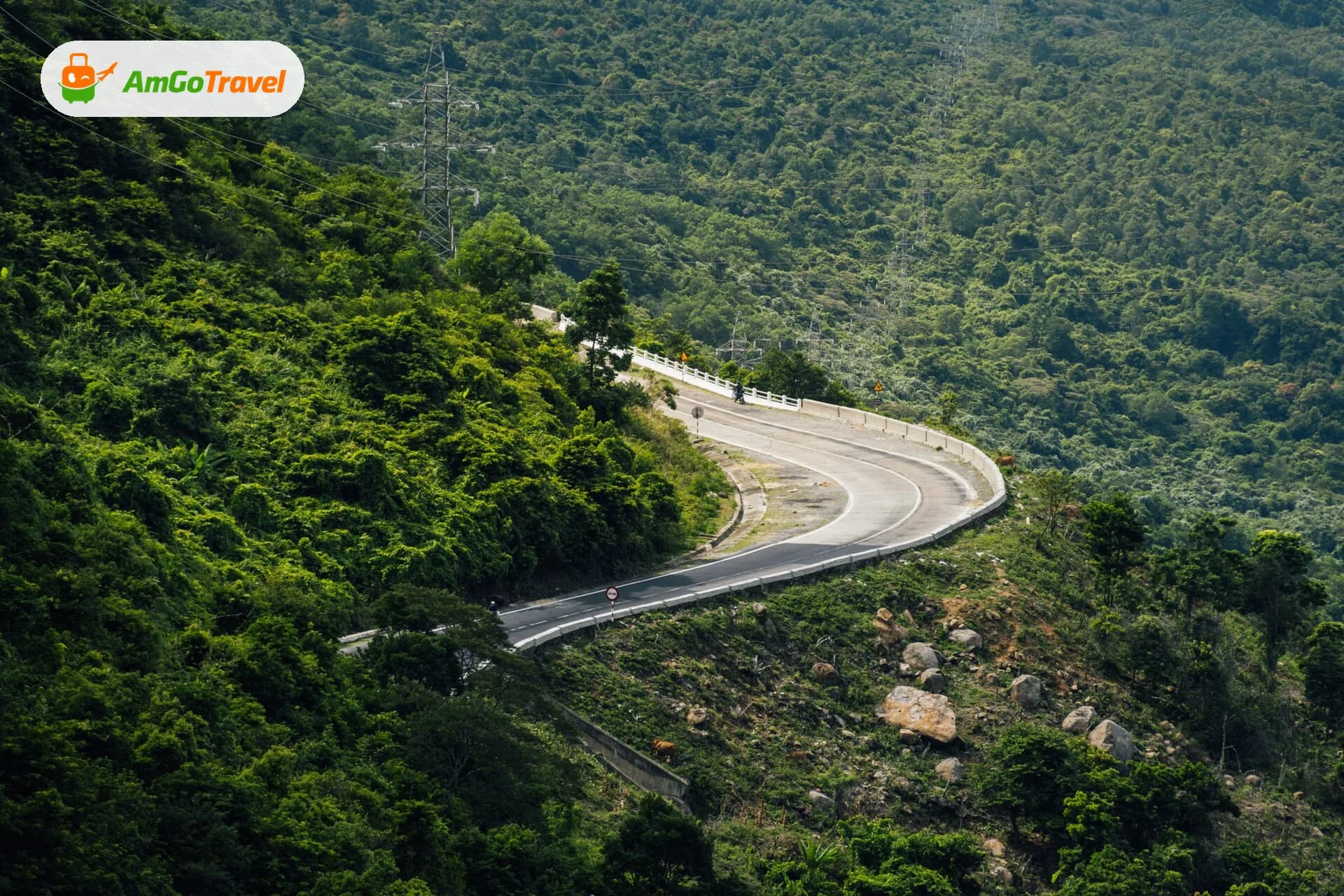 Winding road over the forested Hai Van Pass